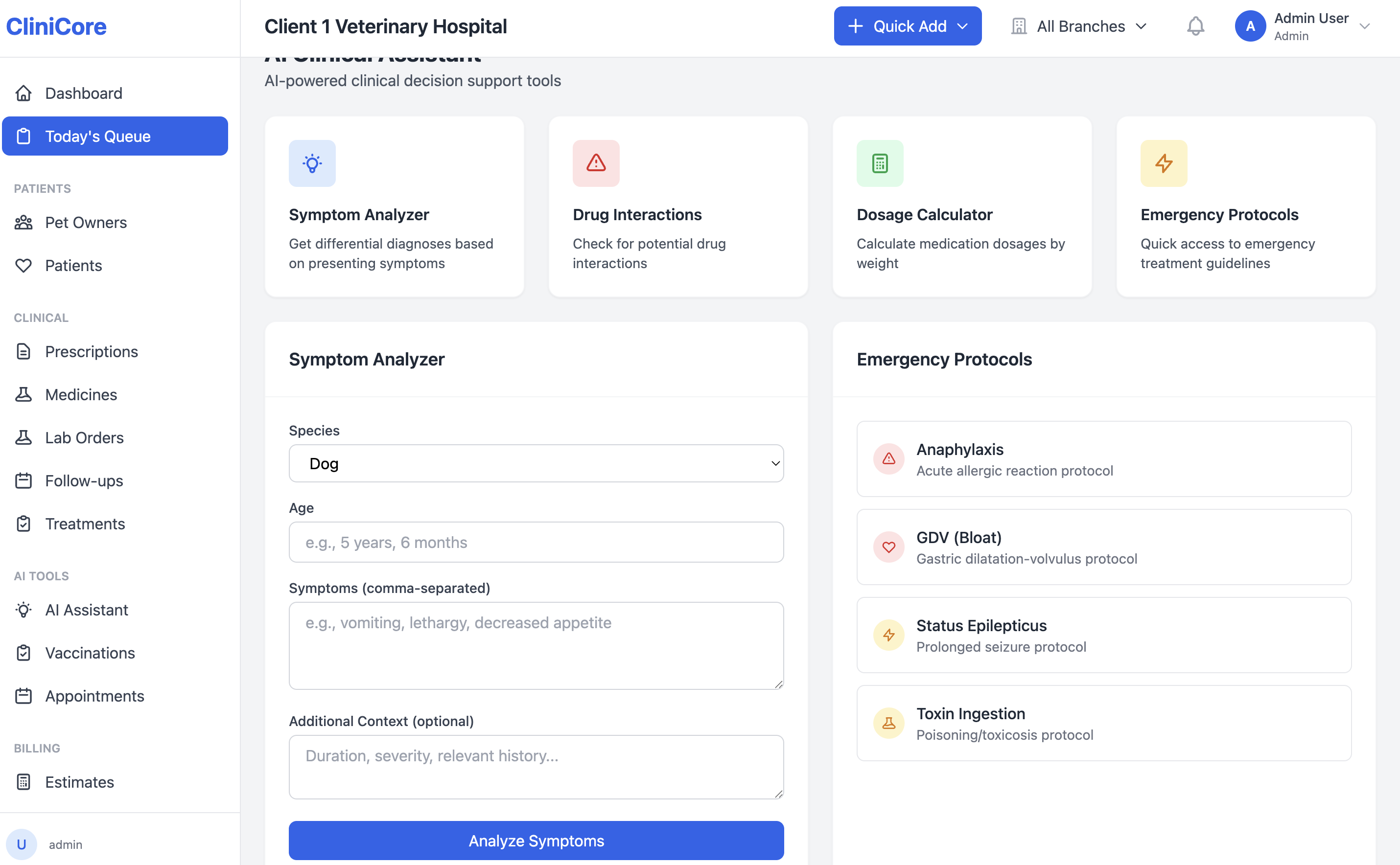 CliniCore AI Scribe generating SOAP notes from voice input